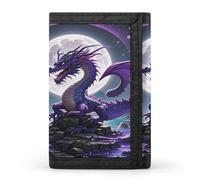 QMKFWT Purple Dragon Moon Casual Wallet Credit Card Holder Premium Document Organizer Case for Men And Women