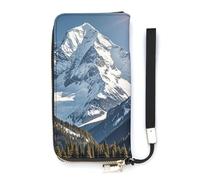 QMKFWT Spectacular Snowy Mountains Geldbörse, großes Fassungsvermögen, Clutch, Geldbeutel, PU-Leder, langer Reißverschluss, Uni, weiß, 20 x 10,5 cm, Geldbörse, weiß, 20x10.5cm, Brieftasche