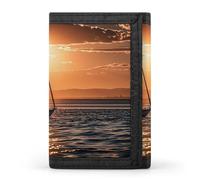 QMKFWT Sunset Seascape Segelboot, schwimmend, lässig, Kreditkartenhalter, Premium-Dokumenten-Organizer, Etui für Damen und Herren