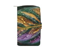 QMKFWT Texture of Green Leaves Ledergeldbörse, lang, Scheckbuch, Geldbörse, klassisch, zweifach gefaltet, mit Ausweisfenster