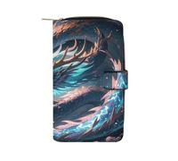 QMKFWT The Dragon Is Soaring Ledergeldbörse, lang, Scheckbuch-Geldbörse, klassisch, faltbar, mit Ausweisfenster