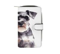 QMKFWT Well-Behaved Schnauzer Leder Geldbörse Lange Scheckbuch Geldbörsen Klassische Bifold Damen Clutch mit Ausweisfenster