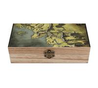QMNBTES Aufbewahrungsbox aus Holz mit Karte von Mittelerde, Holzbox, Schmuckschatulle, Holzkiste mit Scharnierdeckel, kleine Holzkiste, Erinnerungsbox aus Holz, Geschenkbox aus Holz