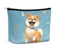 QMNBTES Niedliche Shiba Inu Reise-Make-up-Tasche, große Kulturbeutel für Damen, wasserdichte Kosmetiktasche für Geldbörse, tragbare Make-up-Organizer-Taschen, niedliche Reißverschlusstasche
