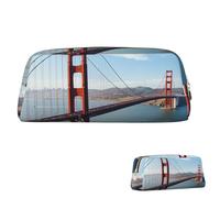 QMNEHJ Federmäppchen mit großem Fassungsvermögen, PU-Leder, San Francisco Golden Gate Bridge, kleiner Reißverschluss, Schreibwaren-Tasche, ästhetische Stifttasche, tragbare Make-up-Tasche für Männer