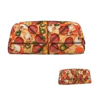 QMNEHJ Federmäppchen mit großem Fassungsvermögen, PU-Leder, Stifteetui "I Love Pizza", kleiner Reißverschluss, Schreibwaren-Tasche, ästhetische Stifttasche, tragbare Make-up-Tasche für Männer und