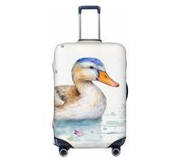 QMNEHJ Reisegepäck-Abdeckung, Aquarell, Ente, elastischer Gepäckschutz, kratzfest, wasserdichte Kofferhülle, passend für 45,7 - 81,3 cm große Koffer, Schwarz , S