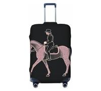 QMNEHJ Reisegepäck-Abdeckung, Dressurreiter, Pferde, Kofferabdeckung, Schutz, elastischer Gepäckschutz, kratzfest, wasserdichte Kofferhülle, passend für 45,7 - 81,3 cm große Koffer, Schwarz , M