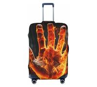 QMNEHJ Reisegepäck-Abdeckung, Feuerflamme, Handkoffer, Schutz, elastischer Gepäckschutz, kratzfest, wasserdichte Kofferhülle, passend für 45,7 - 81,3 cm große Koffer, Schwarz , S