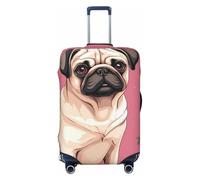 QMNEHJ Reisegepäck-Abdeckung, Mops, Pizza, Koffer, Schutz, elastisch, kratzfest, wasserdicht, passend für 45,7 - 81,3 cm große Koffer, Schwarz , M