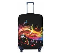 QMNEHJ Reisegepäck-Abdeckung, Regenbogen-Musiknoten, Melodie, Kofferabdeckung, Schutz, elastischer Gepäckschutz, kratzfest, Reisegepäckabdeckung, wasserdichte Kofferhülle, passend für 45,7 - 81,3 cm