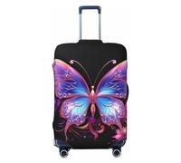 QMNEHJ Reisegepäckhülle, violett, Schmetterlingskoffer, elastischer Gepäckschutz, kratzfest, wasserdichte Kofferhülle, passend für 45,7 - 81,3 cm große Koffer, Schwarz , S