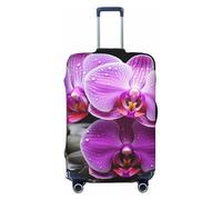 QMNEHJ Reisegepäckhülle, violette Orchidee, elastischer Gepäckschutz, kratzfest, wasserdichte Kofferhülle, passend für 45,7 - 81,3 cm große Koffer, Schwarz , M