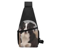 QMNKLET Sling Rucksack, Crossbody-Tasche, Border Collie, Brusttasche, Tagesrucksack, Bauchtasche, Crossbody-Tasche für Outdoor, Wandern, Schwarz, Einheitsgröße, Schwarz , Einheitsgröße