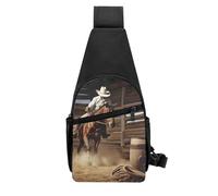 QMNKLET Sling Rucksack, Umhängetasche, American West Rodeo, Brusttasche, Tagesrucksack, Bauchtasche, Crossbody-Tasche für Outdoor, Wandern, Schwarz, Einheitsgröße, Schwarz , Einheitsgröße