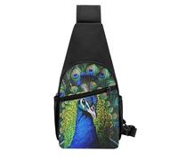 QMNKLET Sling Rucksack, Umhängetasche, blauer Pfau, Brusttasche, Tagesrucksack, Bauchtasche, Umhängetasche für Outdoor, Wandern, Schwarz, Einheitsgröße, Schwarz , Einheitsgröße