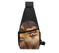 QMNKLET Sling Rucksack, Umhängetasche, gelber Zwergspitz, Brusttasche, Tagesrucksack, Bauchtasche, Umhängetasche für Outdoor, Wandern, Schwarz, Einheitsgröße, Schwarz , Einheitsgröße