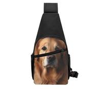 QMNKLET Sling Rucksack, Umhängetasche, Golden Retriever, Brusttasche, Tagesrucksack, Bauchtasche, Crossbody-Tasche für Outdoor, Wandern, Schwarz, Einheitsgröße, Schwarz , Einheitsgröße