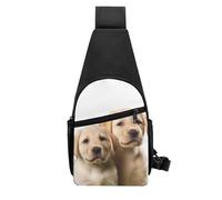 QMNKLET Sling Rucksack, Umhängetasche, lustiger Labrador, Welpe, Hund, Brusttasche, Tagesrucksack, Bauchtasche, Umhängetasche für Outdoor, Wandern, Schwarz, Einheitsgröße, Schwarz , Einheitsgröße