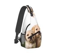 QMNKLET Sling Rucksack, Umhängetasche, lustiger Labrador, Welpe, Hund, Brusttasche, Tagesrucksack, Bauchtasche, Umhängetasche für Outdoor, Wandern, Schwarz, Einheitsgröße, Schwarz , Einheitsgröße