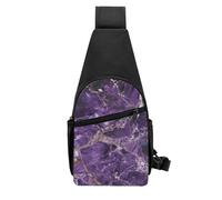 QMNKLET Sling Rucksack, Umhängetasche, Marmor, Lila, Brusttasche, Tagesrucksack, Bauchtasche, Umhängetasche für Outdoor, Wandern, Schwarz, Einheitsgröße, Schwarz , Einheitsgröße