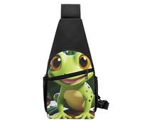 QMNKLET Sling Rucksack, Umhängetasche, niedlicher Frosch, Brusttasche, Tagesrucksack, Bauchtasche, Umhängetasche für Outdoor, Wandern, Schwarz, Einheitsgröße, Schwarz , Einheitsgröße