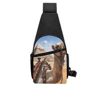 QMNKLET Sling Rucksack, Umhängetasche, Pyramidenmuster, Camel, Brusttasche, Tagesrucksack, Bauchtasche, Crossbody-Tasche für Outdoor, Wandern, Schwarz, Einheitsgröße, Schwarz , Einheitsgröße