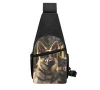 QMNKLET Sling Rucksack, Umhängetasche, Schäferhund, Brusttasche, Tagesrucksack, Bauchtasche, Crossbody-Tasche für Outdoor, Wandern, Schwarz, Einheitsgröße, Schwarz , Einheitsgröße