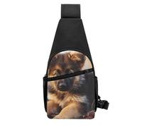 QMNKLET Sling Rucksack, Umhängetasche, Schäferhund, Welpe, Brusttasche, Tagesrucksack, Bauchtasche, Umhängetasche für Outdoor, Wandern, Schwarz, Einheitsgröße, Schwarz , Einheitsgröße