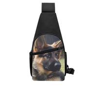 QMNKLET Sling Rucksack, Umhängetasche, Schäferhund, Welpe, Brusttasche, Tagesrucksack, Bauchtasche, Umhängetasche für Outdoor, Wandern, Schwarz, Einheitsgröße, Schwarz , Einheitsgröße