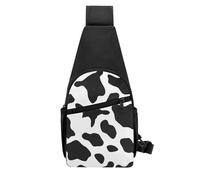 QMNKLET Sling Rucksack, Umhängetasche, Schwarz und Weiß, Kuhdruck, Brusttasche, Tagesrucksack, Bauchtasche, Umhängetasche für Outdoor, Wandern, Schwarz, Einheitsgröße, Schwarz , Einheitsgröße