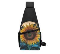 QMNKLET Sling Rucksack, Umhängetasche, Sonnenblumen-Brusttasche, Tagesrucksack, Bauchtasche, Crossbody-Tasche für Outdoor, Wandern, Schwarz, Einheitsgröße, Schwarz , Einheitsgröße