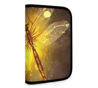 QMNRTK Abstrakte gelbe Libellen-Geldbörse, multifunktional, kompakt, Ausweis, Stronghold Waltlet, Kreditkartenhalter, Geldbörse, Reißverschluss, Ledertasche, RFID-blockierend, Bifold Wallet für Männer