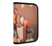 QMNRTK Balloons And Boxes Multifunktionale, kompakte Brieftasche, Ausweis, Stronghold Waltlet, Kreditkartenhalter, Geldbörse, Reißverschluss, Ledertasche, RFID-blockierend, Bifold Wallet für Männer