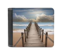 QMNRTK Beach Bridge Ledergeldbörse für Herren und Damen, RFID-blockierend, extra Kapazität, ultrastarke Nähte, schlanke Geldscheinfach mit 8 Kartenfächern, Stil, Einheitsgröße, Stil:, Einheitsgröße