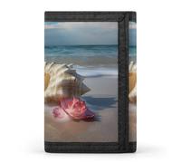 QMNRTK Beach Conch Seascape Geldbörse mit 3 Falten, schmal, personalisierbar, RFID-blockierend, für Damen und Herren, Einheitsgröße, Stil:, Einheitsgröße