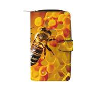 QMNRTK Bee Picking Nectar Kreditkartenetui, RFID-blockierend, schmal, faltbar, echtes Leder, minimalistische Vordertasche, Geldbörse, Schlüsselanhänger, Geldbörse für Männer und Frauen, Stil, 19,7 x