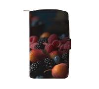 QMNRTK Berries on The Table Kreditkartenetui, RFID-blockierend, schmal, faltbar, echtes Leder, minimalistische Vordertasche, Geldbörse, Schlüsselanhänger, Geldbörse für Männer und Frauen, Stil, 19,7 x