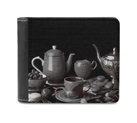 QMNRTK Black Afternoon Tea Ledergeldbörse für Männer und Frauen, RFID-blockierend, extra Kapazität, ultrastarke Nähte, schlanke Geldscheinfach mit 8 Kartenfächern, Stil, Einheitsgröße, Stil:,