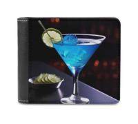 QMNRTK Blaue Cocktail-Ledergeldbörse für Männer und Frauen, RFID-blockierend, extra Kapazität, ultrastarke Nähte, schlanke Geldscheinfach mit 8 Kartenfächern, Stil, Einheitsgröße, Stil:, Einheitsgröße