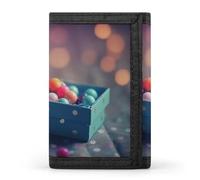 QMNRTK Blaue Geschenkbox, dreifach gefaltete Geldbörse, schlanke Brieftasche, personalisierbar, RFID-blockierend, für Damen und Herren, Einheitsgröße, Stil:, Einheitsgröße