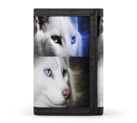 QMNRTK Blue Eyes Geldbörse mit Tiermotiven, dreifach gefaltet, schmal, personalisierbar, RFID-blockierend, für Damen und Herren, Einheitsgröße, Stil:, Einheitsgröße