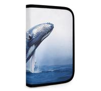 QMNRTK Blue Whale Multifunktionale kompakte Geldbörse für Ausweis, Stronghold Waltlet, Kreditkartenhalter, Geldbörse, Reißverschluss, Ledertasche, RFID-blockierend, Bifold Wallet für Männer und