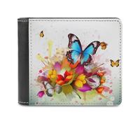 QMNRTK Bunte Geldbörse aus Leder mit Schmetterling und Blumenmuster, für Herren und Damen, RFID-blockierend, extra Kapazität, ultrastarke Nähte, schlanke Geldscheinfach mit 8 Kartenfächern, Stil,