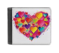 QMNRTK Bunte Herz-Ledergeldbörse für Männer und Frauen, RFID-blockierende Bifold, extra Kapazität, ultrastarke Nähte, schlanke Geldscheinfach mit 8 Kartenfächern, Stil, Einheitsgröße, Stil:,