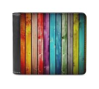 QMNRTK Bunte Holzbretter, Ledergeldbörse für Männer und Frauen, RFID-blockierend, extra Kapazität, ultrastarke Nähte, schlanke Geldscheinfach mit 8 Kartenfächern, Stil, Einheitsgröße, Stil:,