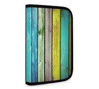 QMNRTK Bunte Holztafeln, multifunktional, kompakt, für Ausweis, Kreditkartenhalter, Geldbörse, Reißverschluss, Lederetui, RFID-blockierend, für Herren und Damen, Stil, Einheitsgröße, Stil:,