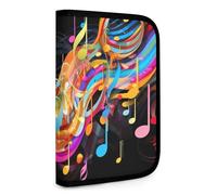 QMNRTK Bunte Musiknoten-Geldbörse, multifunktional, kompakt, Ausweis, Stronghold Waltlet, Kreditkartenhalter, Geldbörse, Reißverschluss, Ledertasche, RFID-blockierend, faltbar, für Herren und Damen,