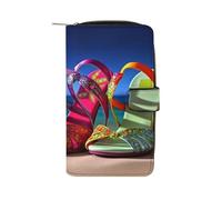 QMNRTK Bunte Sandalen, Schuhe, Kreditkartenetui, RFID-blockierend, schmal, faltbar, echtes Leder, minimalistische Vordertasche, Geldbörse, Schlüsselanhänger, Geldbörse für Damen und Herren, Stil, 19,7