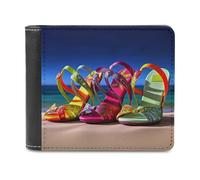 QMNRTK Bunte Sandalen, Schuhe, Ledergeldbörse, faltbare Geldbörse für Herren und Damen, RFID-blockierend, extra Kapazität, ultrastarke Nähte, schlanke Geldscheinfach mit 8 Kartenfächern, Stil,